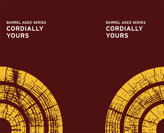 Tap Handle Stickers - Cordially Yours - Old Ale with Orange Peel, Cherries, Cacao Nibs, & Cinnamon