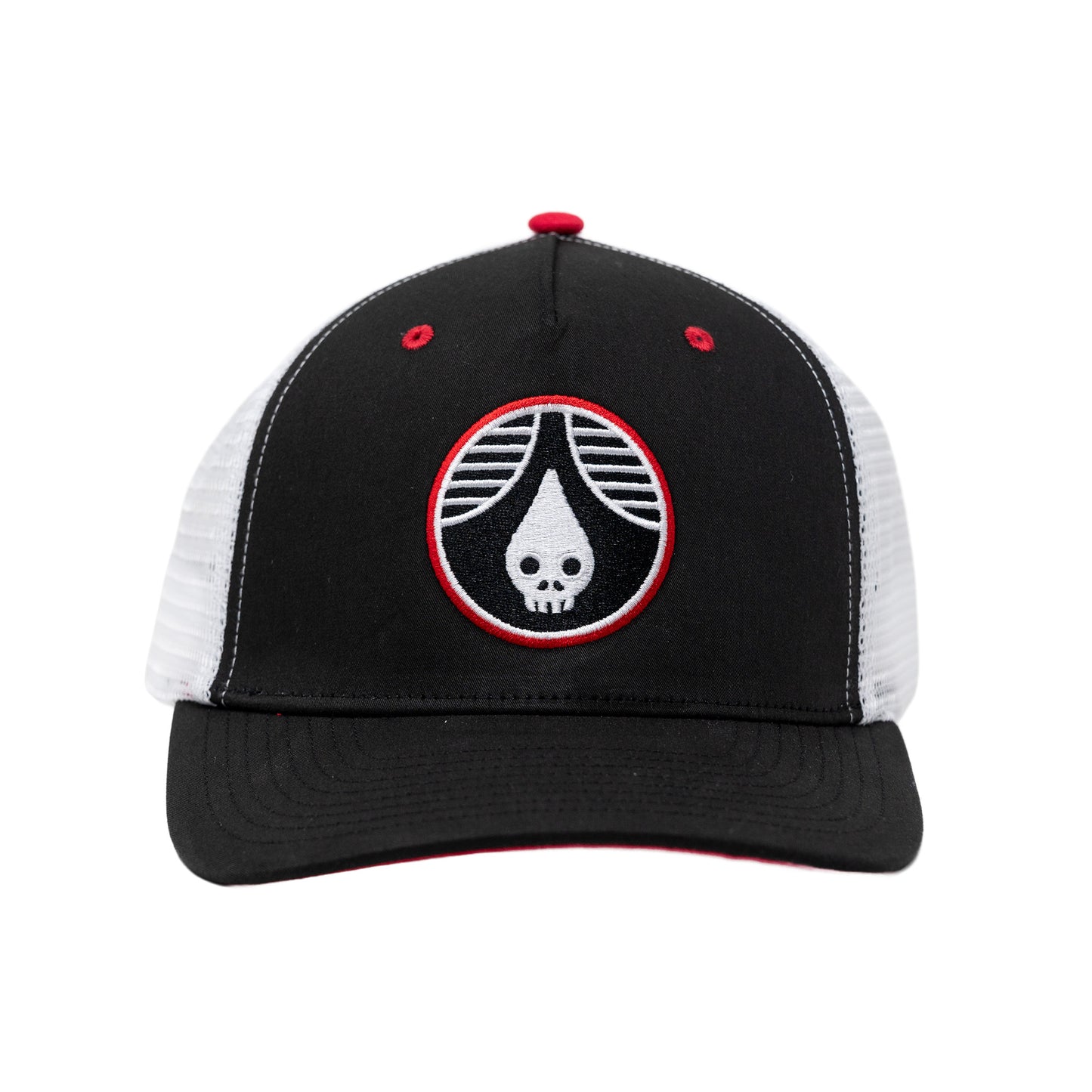Hat - High Skulldrop LW Cotton Trucker - Black Red