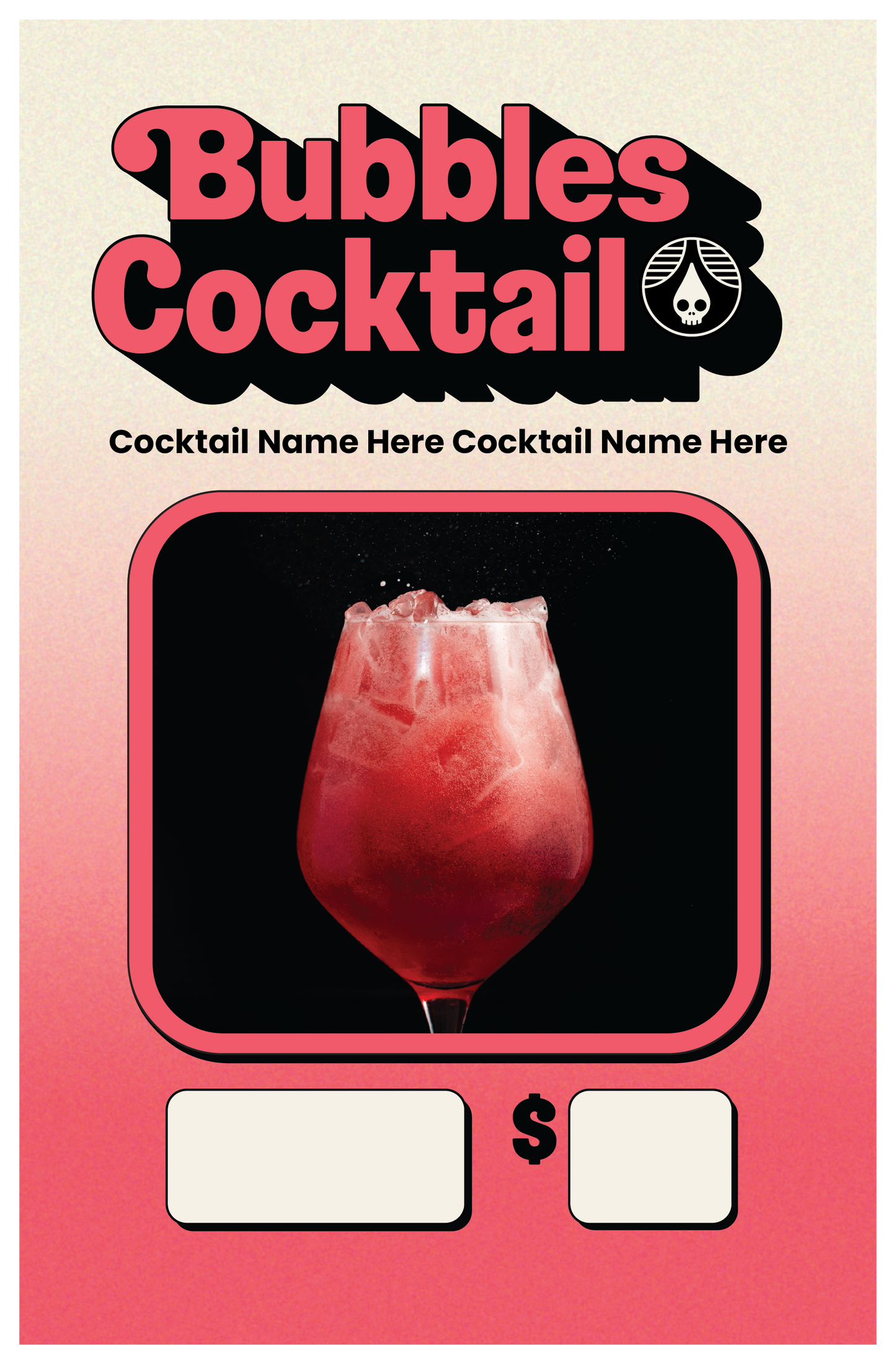 Poster - Now Serving - Bubbles Cocktail