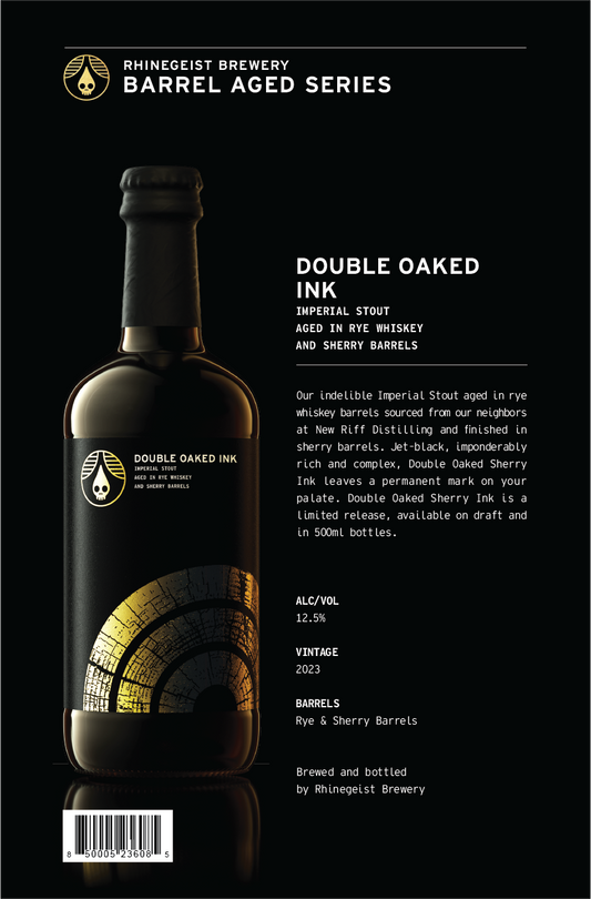 Sales Sheets - Double Oaked Ink- Imperial Stout Aged in Rye Whiskey and Sherry Barrels