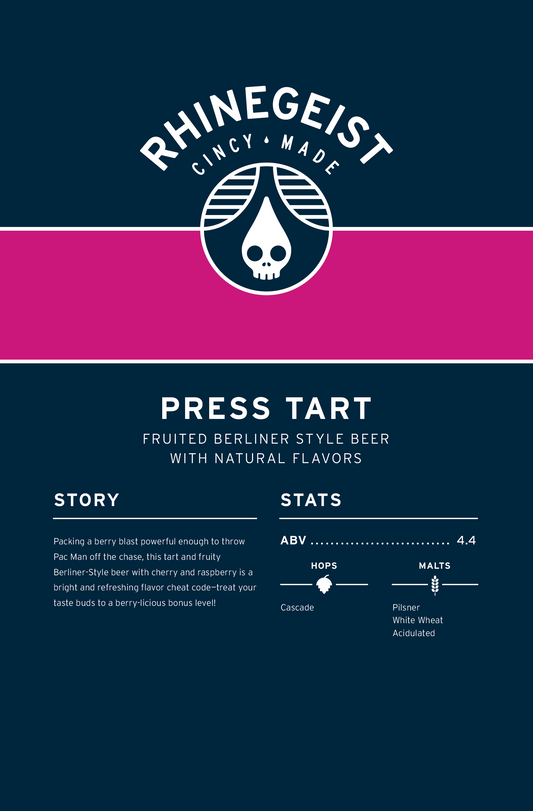 Sales Sheets - Press Tart - Fruited Berliner Weisse Beer with Natural Flavors