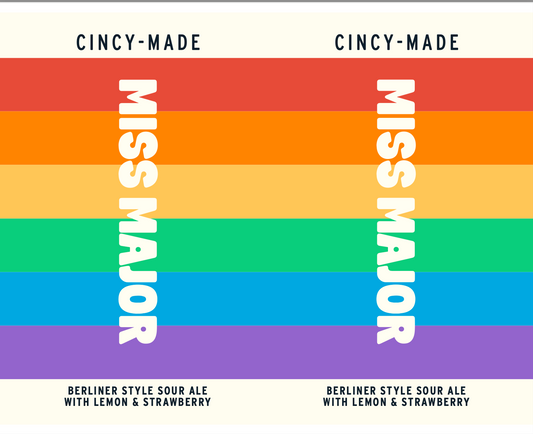 Tap Handle Stickers - Pride Beer - Miss Major - Berliner Style Sour Ale with Lemon and Strawberry