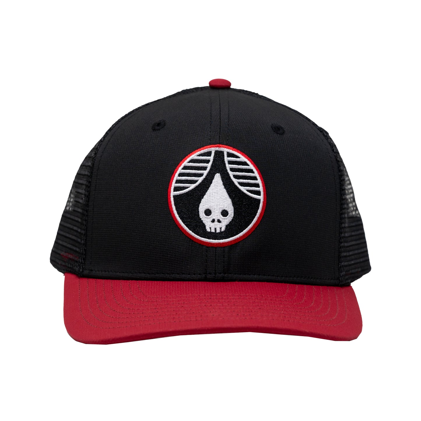 Hat - High Skulldrop Poly Trucker - Black Red
