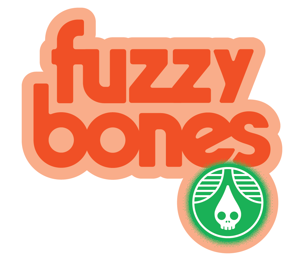 Sticker - Fuzzy Bones - Wordmark - Blood Orange