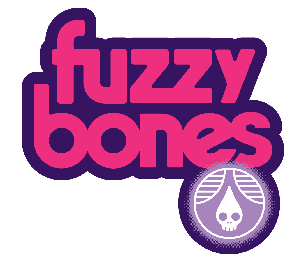 Sticker- Fuzzy Bones - Wordmark - Blackberry Hibiscus