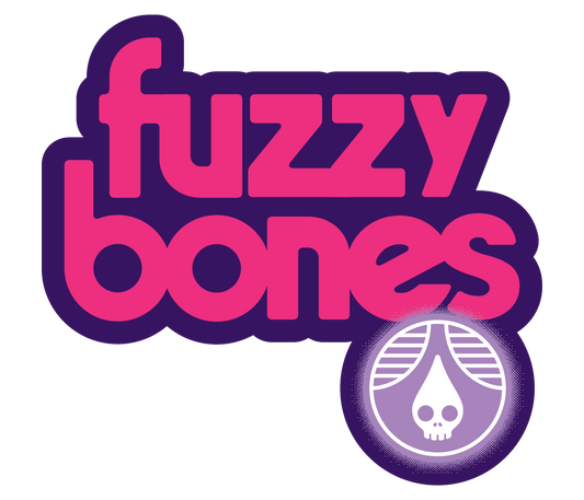 Sticker- Fuzzy Bones - Wordmark - Blackberry Hibiscus