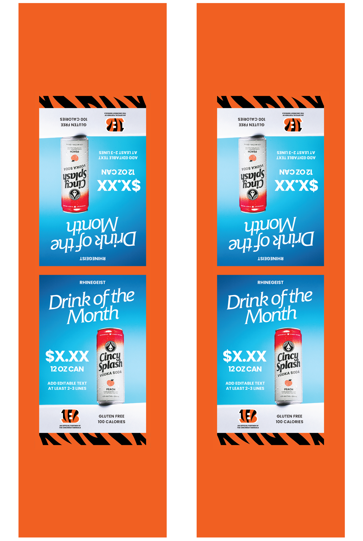 Signage - Table Tents - Cincy Splash x Bengals - Peach