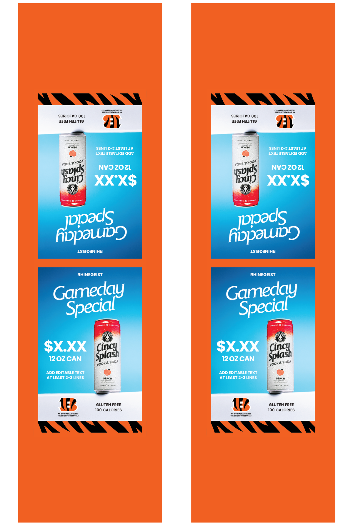 Signage - Table Tents - Cincy Splash x Bengals - Peach